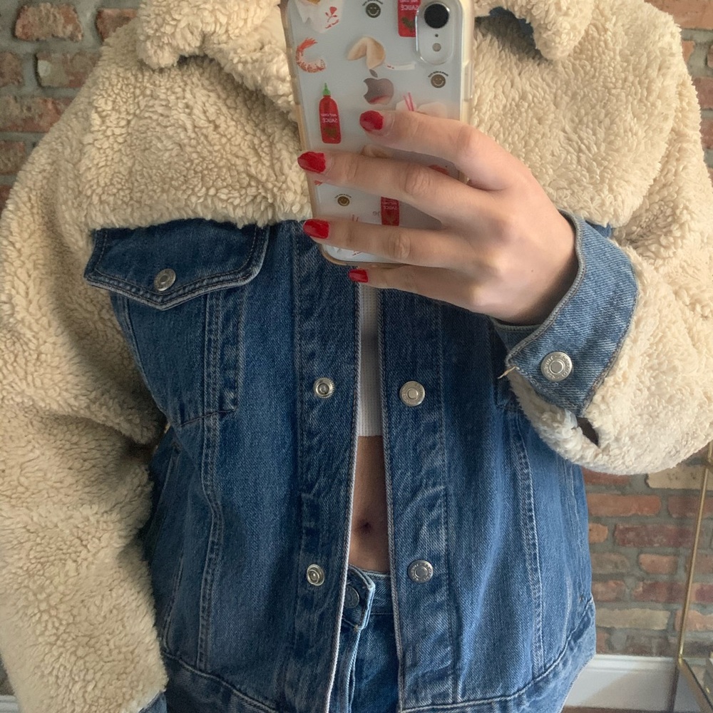 TOPSHOP Denim Sherpa Jacket